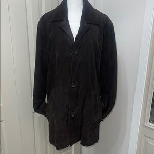 Cole Haan Dark Brown Suede Pea Coat